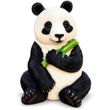 Panda Garden Statue, Sitting Animal Sculpture With Bamboo For Patio - Black White
