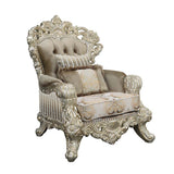 Sorina - Chair With 2 Pillows - Velvet, Fabric & Antique Gold