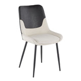 Wayne - Two - tone Chair (Set of 2) - Black Metal, Cream Fabric, Black Faux Leather