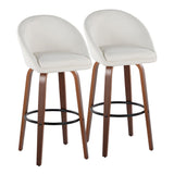 Matisse - 30" Highback Fixed-Height Barstool With Round Black Metal Footrest (Set of 2) - Walnut Wood