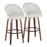 Matisse - 30" Highback Fixed-Height Barstool With Round Black Metal Footrest (Set of 2) - Walnut Wood