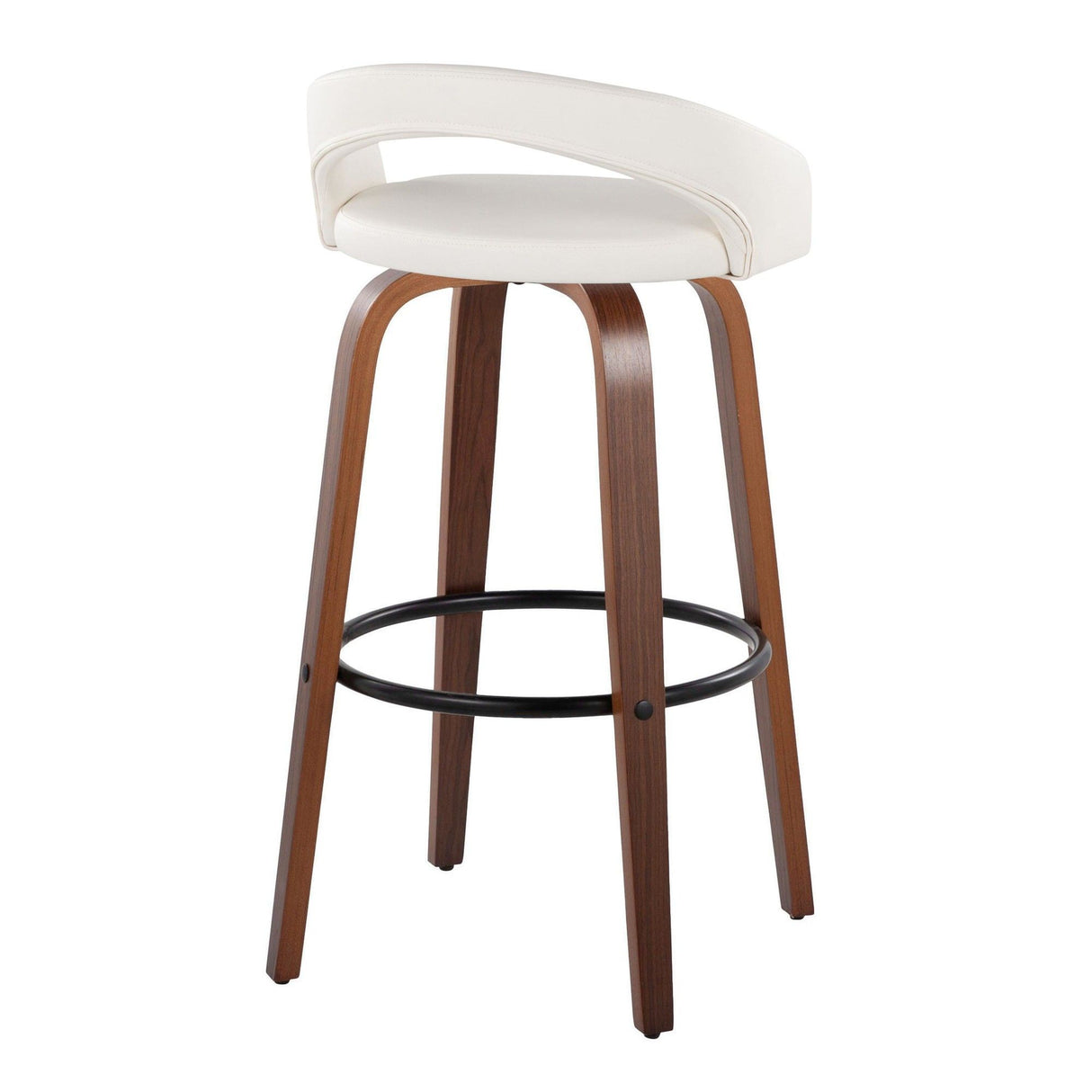 Grotto - Upholstered Fixed-Height Barstool (Set of 2) - Walnut Wood