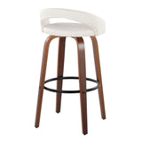 Grotto - Upholstered Fixed-Height Barstool (Set of 2) - Walnut Wood