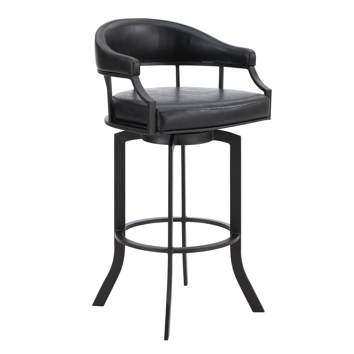 Pharaoh - Swivel Powder Coated And Faux Leather Metal Bar Stool