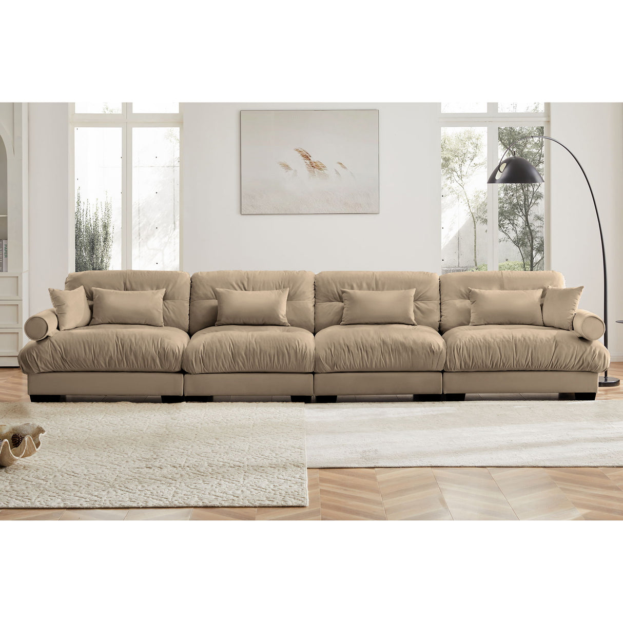 Super Comfort Oversized Modular Velvet Sectional Sofa, Deep Seat Convertible L Shaped Couch