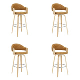 Daxton - Swivel Bar Height Round Back Wood Bar Stool With Faux Leather Seat