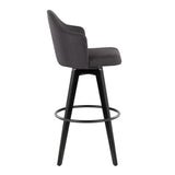 Ahoy - Upholstered Fixed-Height Barstool (Set of 2) - Black Base, Black Footrest