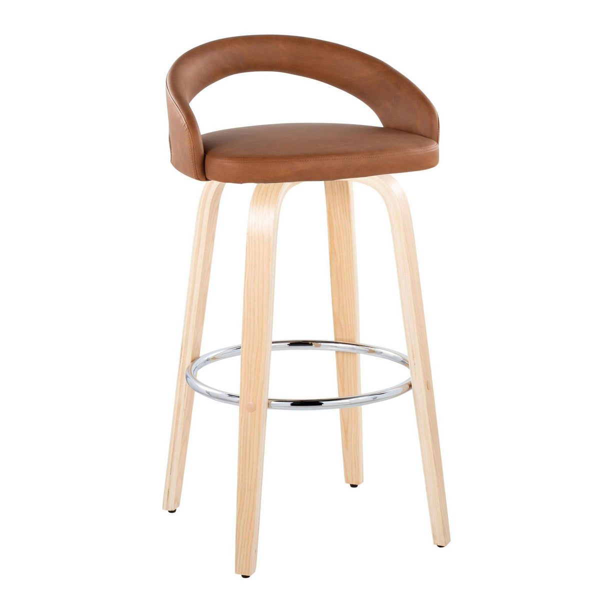 Grotto - Upholstered Fixed-Height Barstool (Set of 2) - Natural Wood