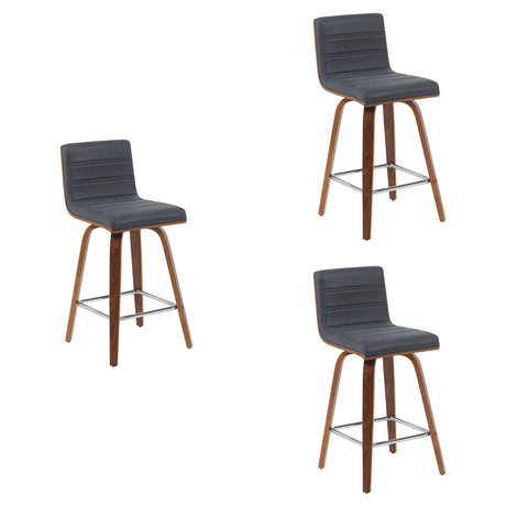 Vienna - Modern Counter Height Swivel Bar Stool - Walnut Finished Wood Frame