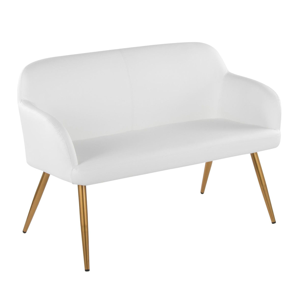 Daniella - High Back Bench - Gold Steel, White Faux Leather