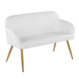 Daniella - High Back Bench - Gold Steel, White Faux Leather