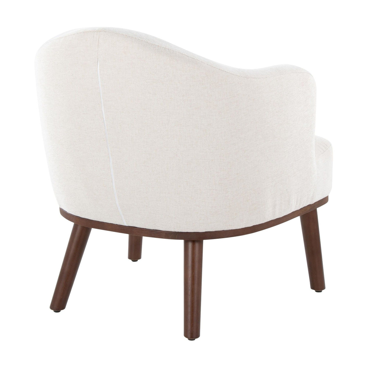 Ahoy - Mid-Century Modern Accent Chair - Walnut Wood And Cream Fabric