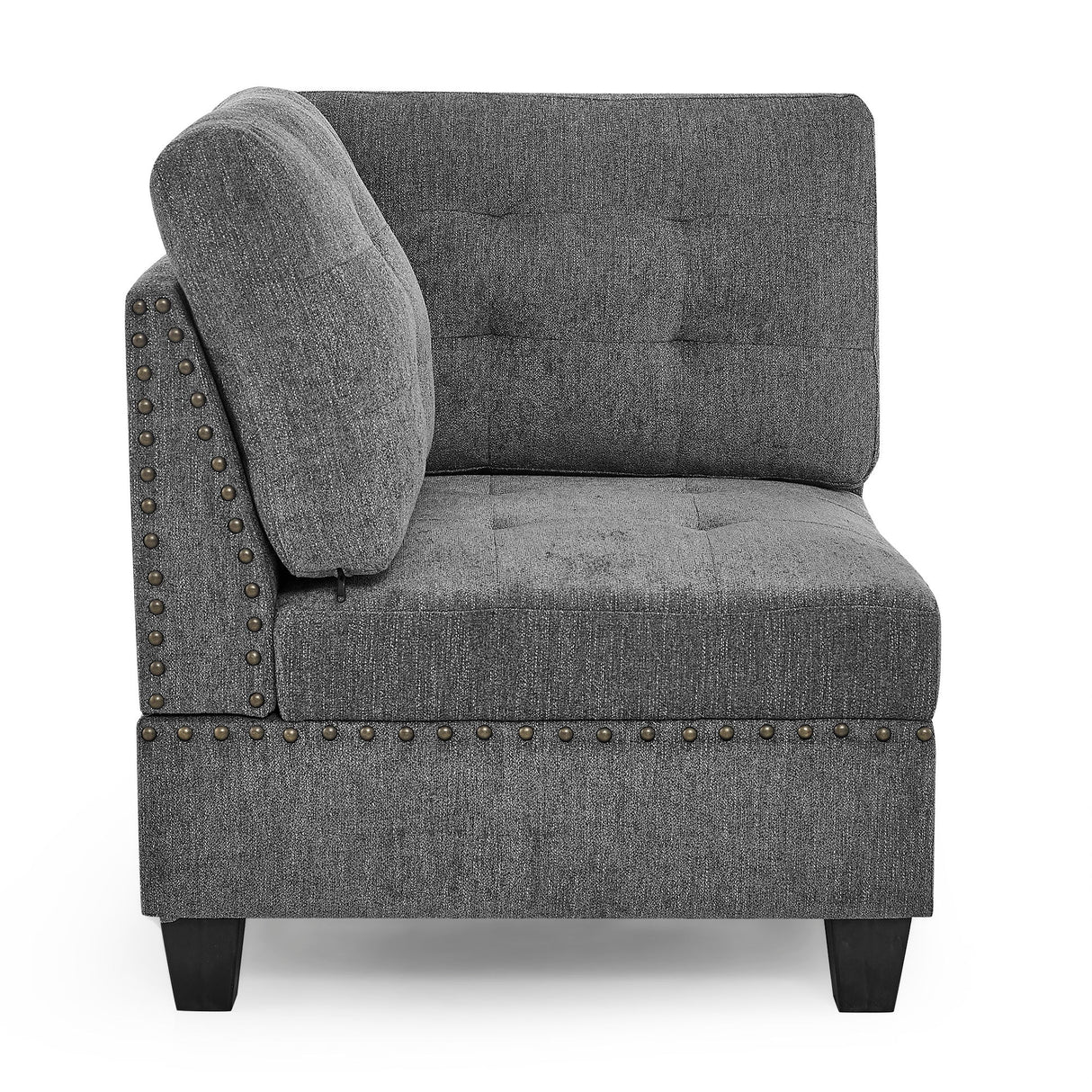 Modular Corner Sofa With Chenille Upholstery - Gray