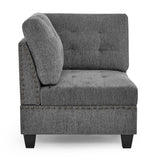Modular Corner Sofa With Chenille Upholstery - Gray