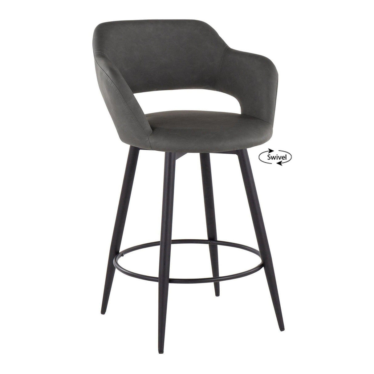 Margarite - 26" Fixed-Height Counter Stool With Swivel - Matte Black Metal (Set of 2)