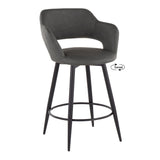 Margarite - 26" Fixed-Height Counter Stool With Swivel - Matte Black Metal (Set of 2)