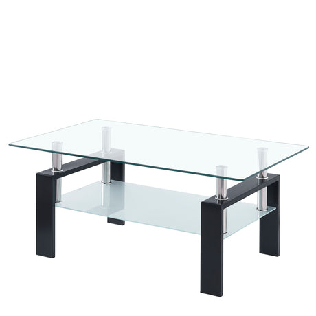 Luxury Modern Tempered Glass Coffee Table With 2 Layers