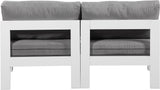 Nizuc - Outdoor Patio 2 Seat Armless Modular Sofa With White Frame