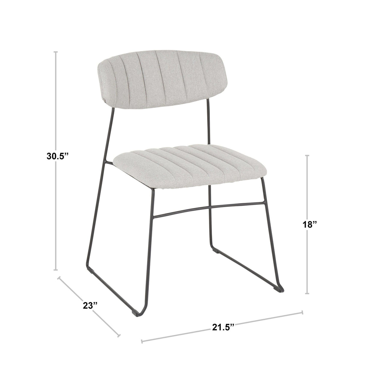 Thomas - Chair (Set of 2) - Black Metal, Light Gray Fabric