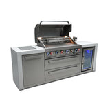 Mont Alpi Deluxe Series 8 Ft Natural Gas Outdoor Kitchen Island w/ Side Burner & Fridge - MAi805-DFC