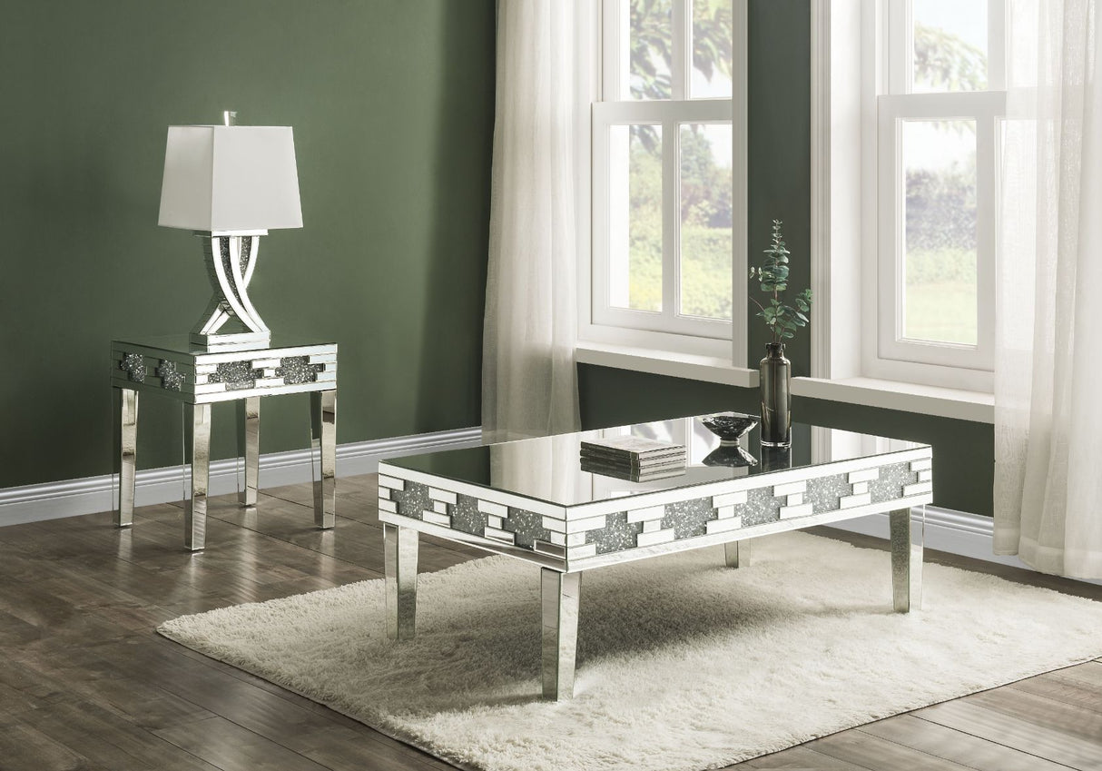 Noralie - 20" Square End Table With Faux Diamonds - Mirrored