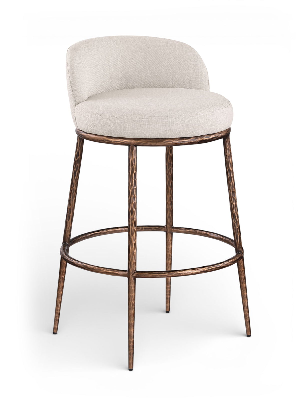Ferro - Performance Fabric Upholstered Bar Stool - Antique Bronze