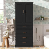 Freestanding Bathroom Cabinet With 3 Drawers, Adjustable Shelf, Soft Close Doors