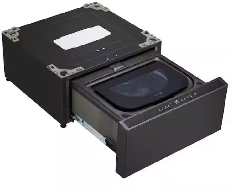 LG SIGNATURE WD405CB SideKick pedestal washer angle view