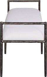 Axis - Linen Textured Cream Fabric Upholstered Bench