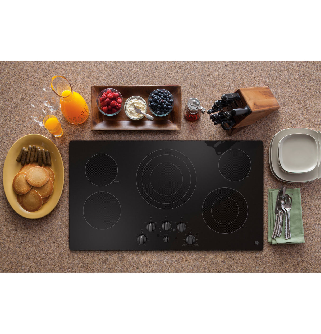GE JEP5036DTBB - 36" Built-In Knob Control Electric Cooktop - Black