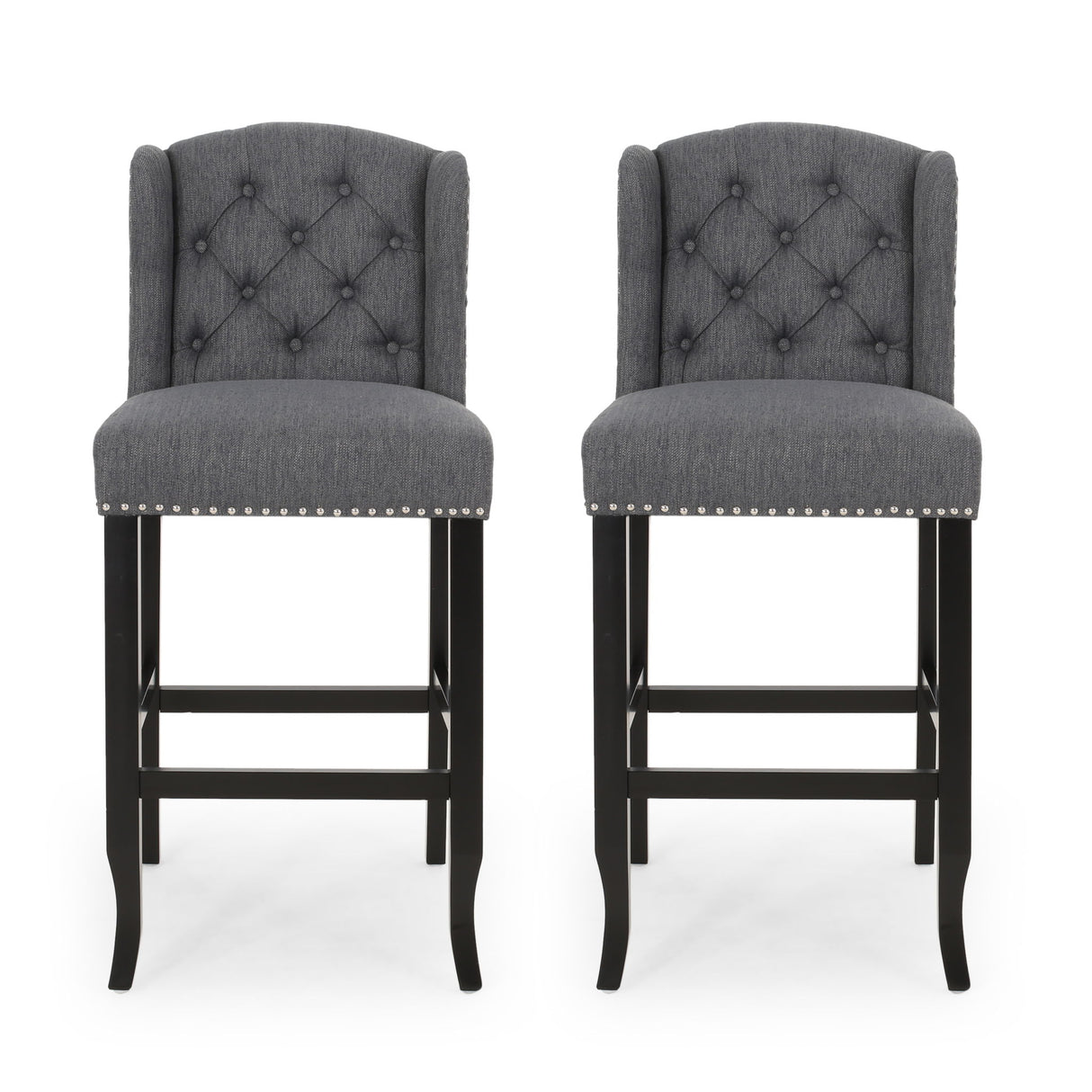 Vienna - Contemporary Fabric Tufted Wingback Counter Stools (Set of 2)