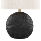 Kona - 23" Polyresin Table Lamp (Set of 2) - Matte Black Polyresin, Brass And Natural Linen Shade from Grandview Gallery