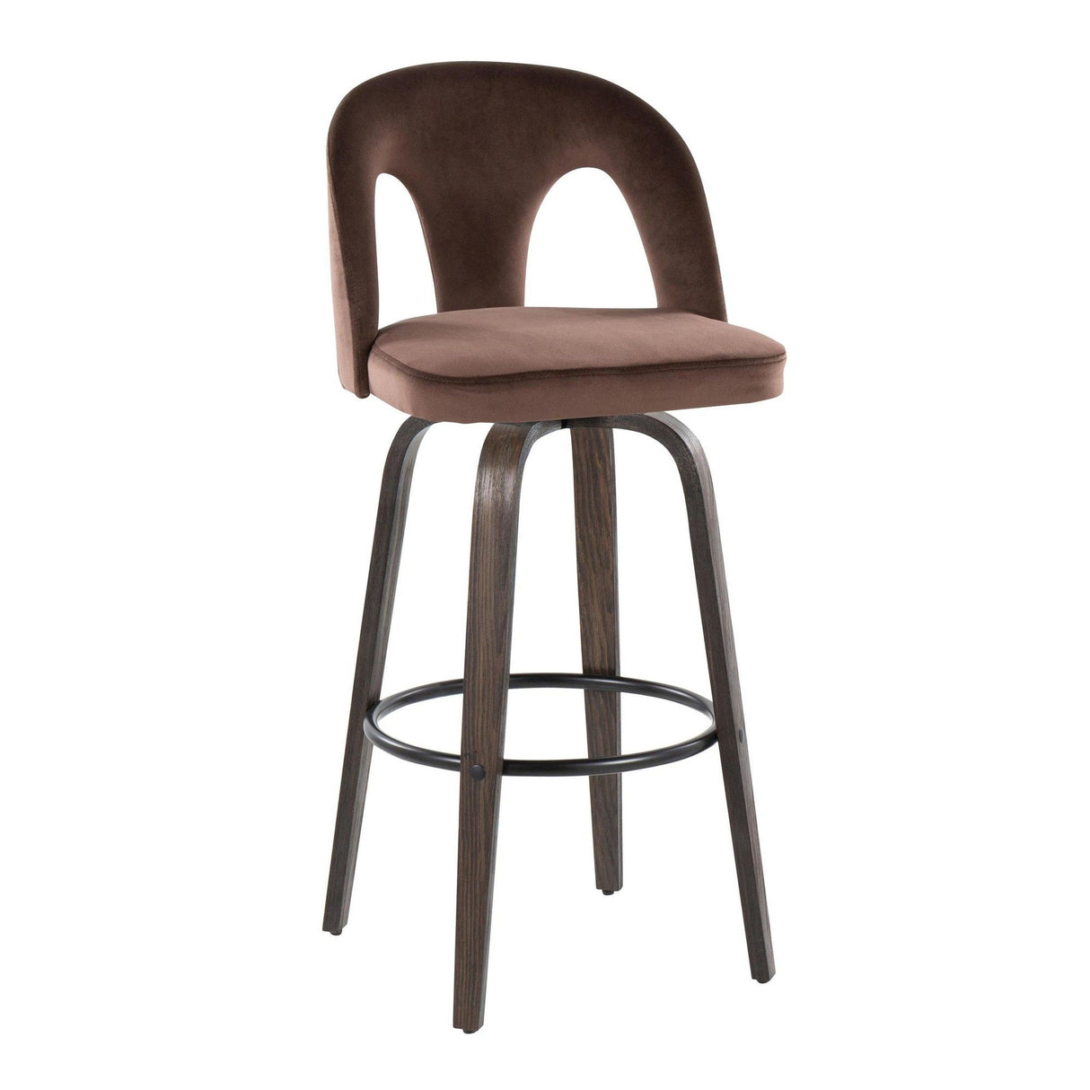 Ava - Upholstered Fixed-Height Barstool (Set of 2) - Walnut Glazed Wood Base