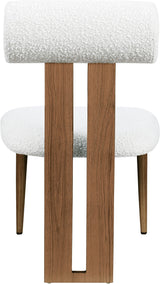 Dario - Boucle Dining Chair With Brown Frame (Set of 2) - Cream