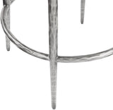 Ferro - Performance Fabric Upholstered Backless Bar Stool - Antique Silver
