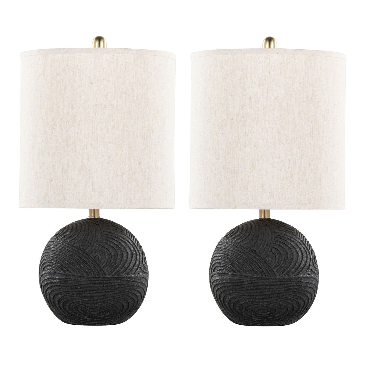 Kona - 23" Polyresin Table Lamp (Set of 2) - Matte Black Polyresin, Brass And Natural Linen Shade from Grandview Gallery
