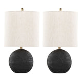 Kona - 23" Polyresin Table Lamp (Set of 2) - Matte Black Polyresin, Brass And Natural Linen Shade from Grandview Gallery