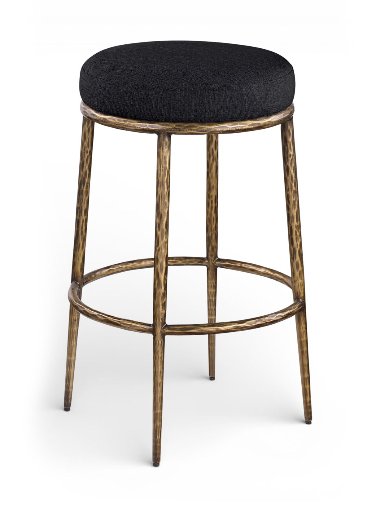 Ferro - Performance Fabric Upholstered Backless Bar Stool - Antique Brass