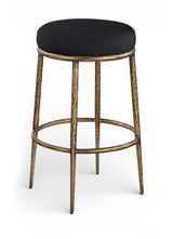 Ferro - Performance Fabric Upholstered Backless Bar Stool - Antique Brass