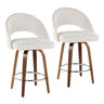Renee - Upholstered Fixed-Height Barstool (Set of 2) - Walnut Wood, Chrome Metal