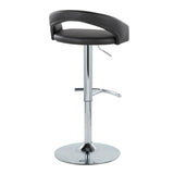 Grotto - Upholstered Adjustable Barstool - Chrome Metal Base