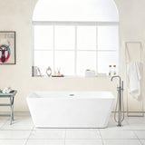 Glossy Freestanding Soaking Tub With Drain, Spacious Stand Alone Bathtub For Bathrooms - Glossy White