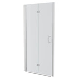 Bi Fold Frameless Shower Door With Tempered Glass,1 / 4" Thickness - Chrome