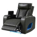 Taddeo - Power Motion Recliner With Power Headrest, USB, Wireless Charger & LED - Dark Gray