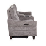 Slope - Upholstered Power Loveseat With Console - Espresso Wood, Pewter Fabric