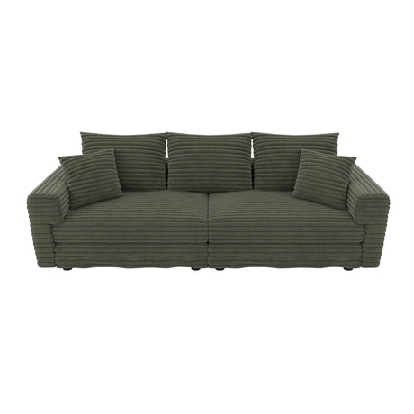 Plush Corduroy 4 Seat Sofa, Modern Comfy Upholstered Sofa Cloud Couch, Deep Seat Couches With Soft Pillows