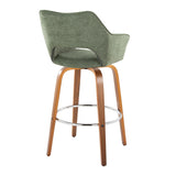 Mustang - Fixed-Height XL Barstool (Set of 2) - Walnut Wood