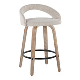 Grotto - Upholstered Fixed-Height Counter Stool (Set of 2) - Whitewashed Wood, Black Metal
