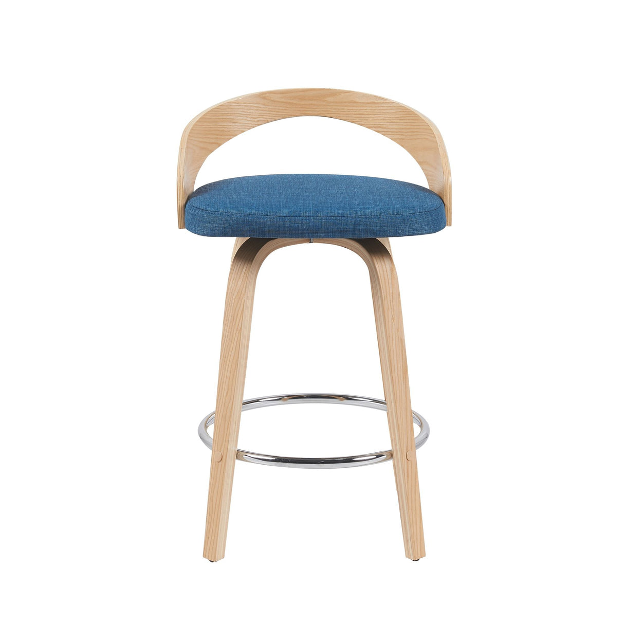 Sonia - Modern Swivel Counter Height Bar Stool - Patterned Oak Wood Finish