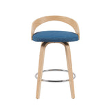 Sonia - Modern Swivel Counter Height Bar Stool - Patterned Oak Wood Finish